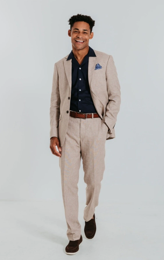 Dobell Sand Linen Suit | Dobell